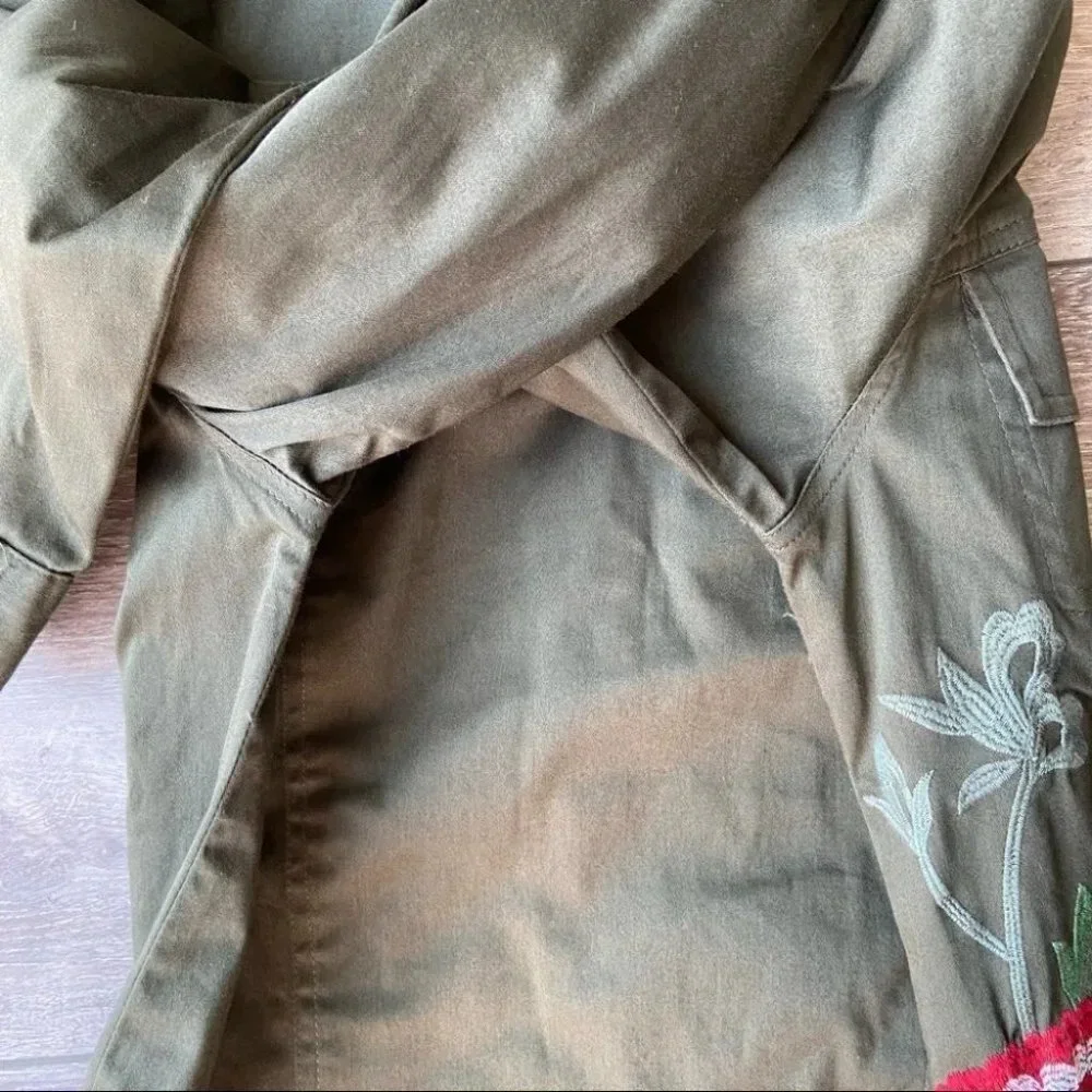 Almatrichi Spain Floral Embroidery Utility Army Jacket